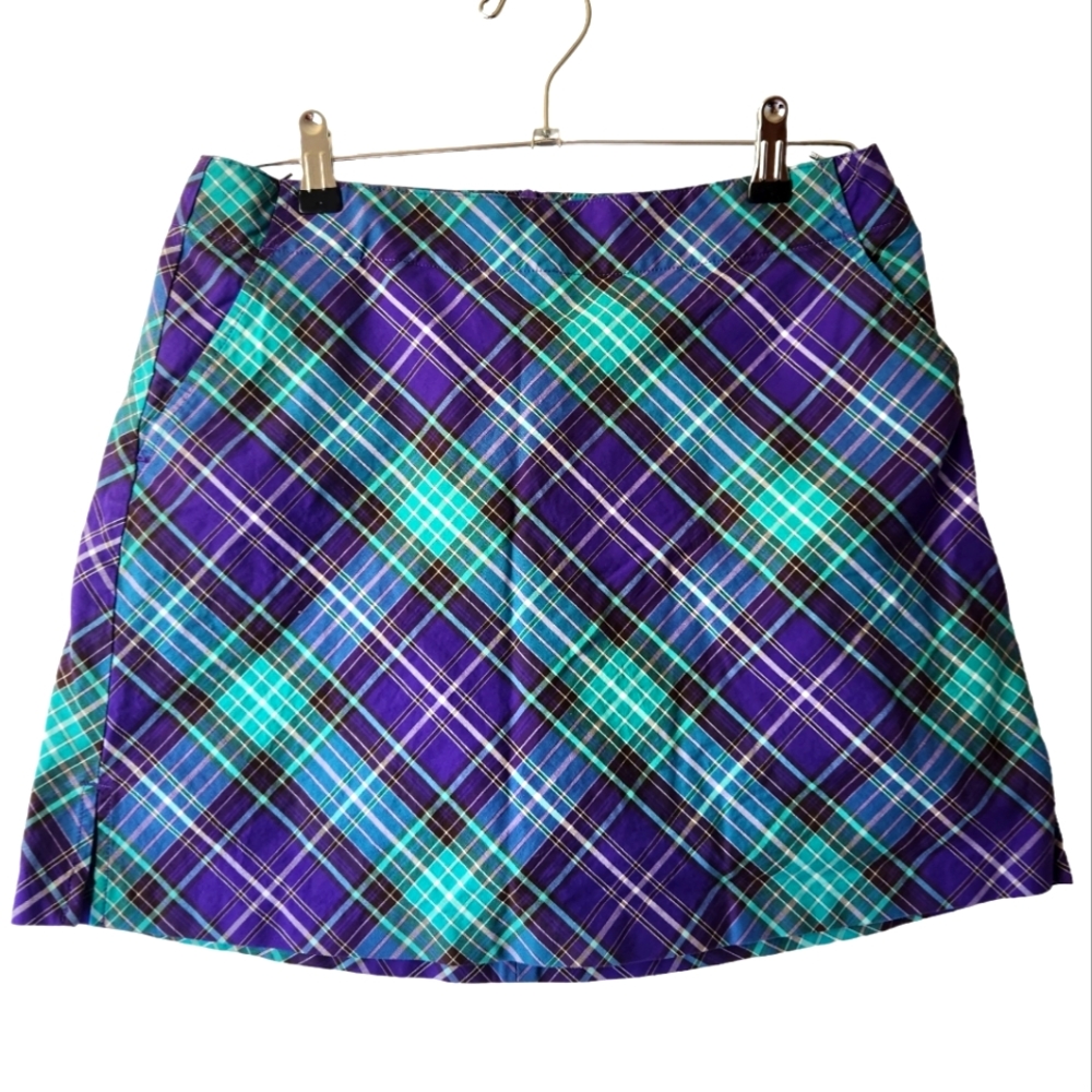 Lady Hagen Purple Tartan Plaid Golf Skirt Skort Size 6